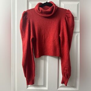 Red knit crop top